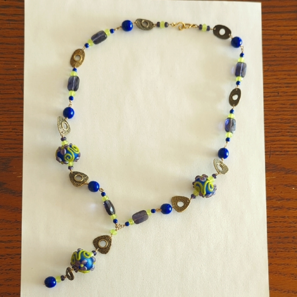 Gorgeous Blue and Green Beaded Necklace